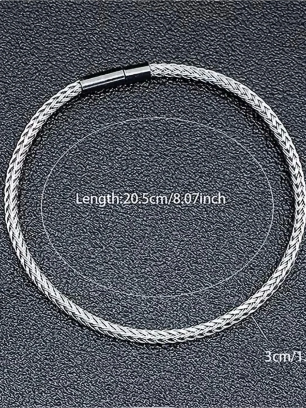 Men's Black 3mm Waterproof 201 Stainless Wire Braided Bracelet Unisex